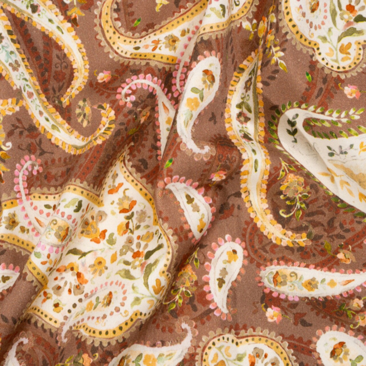 1 Yard Stretch Cotton Twill Print Rust Red and Brown Paisley Fabric – Mood Exclusive Paisley Garden